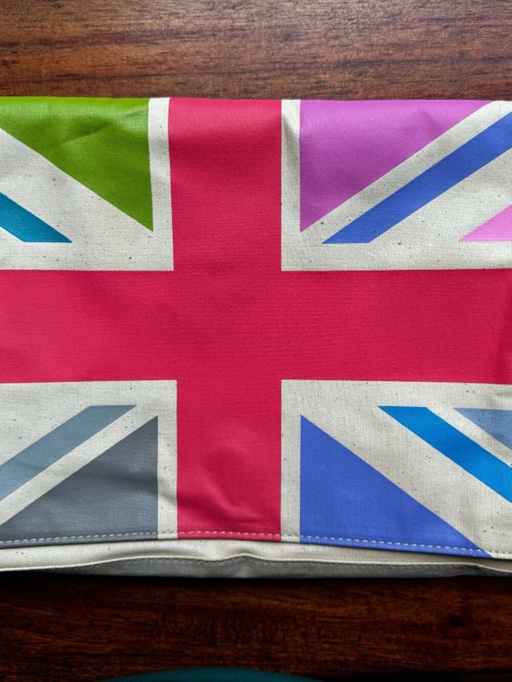 JKC Octavia Union Jack Clutch Bag Coated Canvas Leather Tassel Leopard Lining